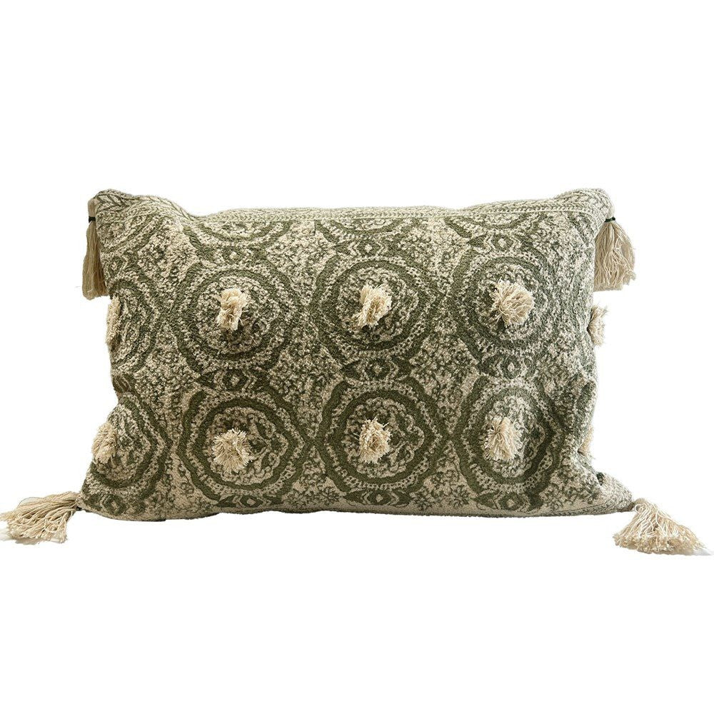 Cushion - ARTISAN BLOCK PRINTED CUSHION - SAGE 40x60CM