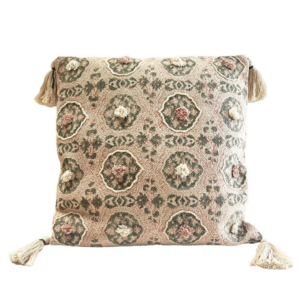 Cushion - ARTISAN BLOCK PRINTED CUSHION - BLUSH 50x50CM