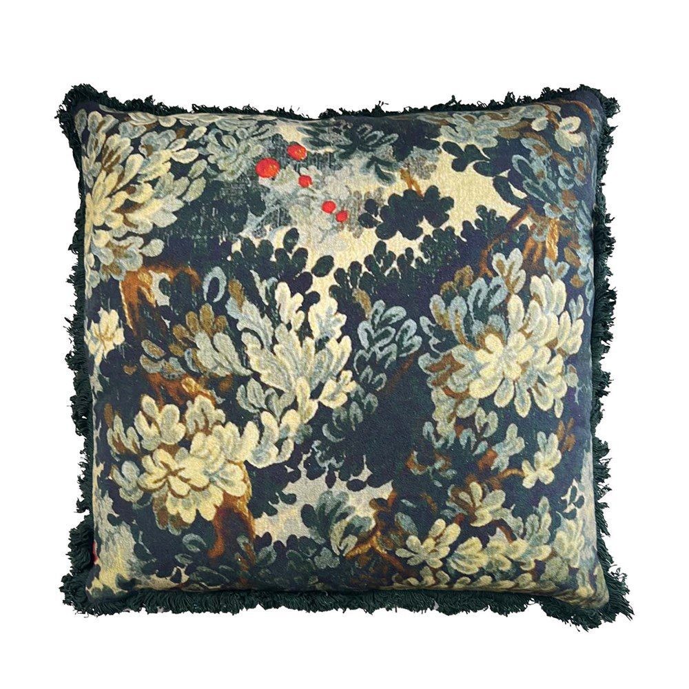 Cushion - VILLA FLORAL CUSHION WITH FRINGE DETAIL 50x50CM
