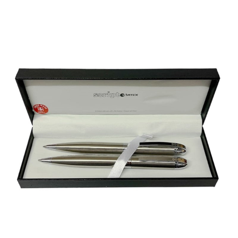 SCRIPTO SIERRA BALLPOINT + MECHANICAL PENCIL STAINLESS STEEL