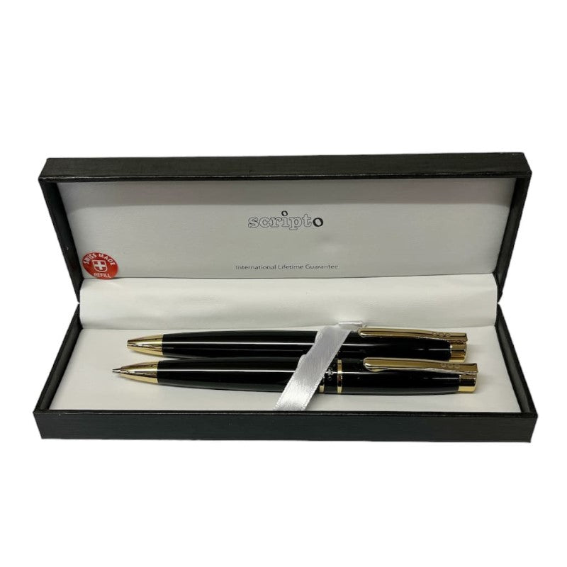 SCRIPTO TRIBUTE BALLPOINT + MECHANICAL PENCIL BLACK / GOLD
