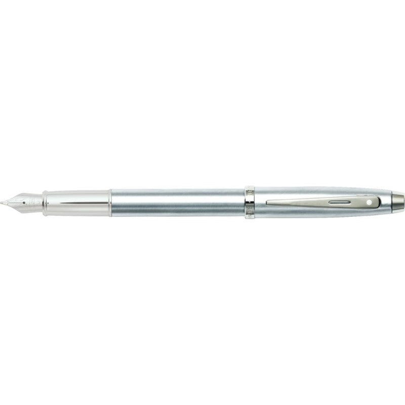 SHEAFFER® 100 9306 BRUSHED CHROME FOUNTAIN PEN WITH CHROME TRIM - MEDIUM