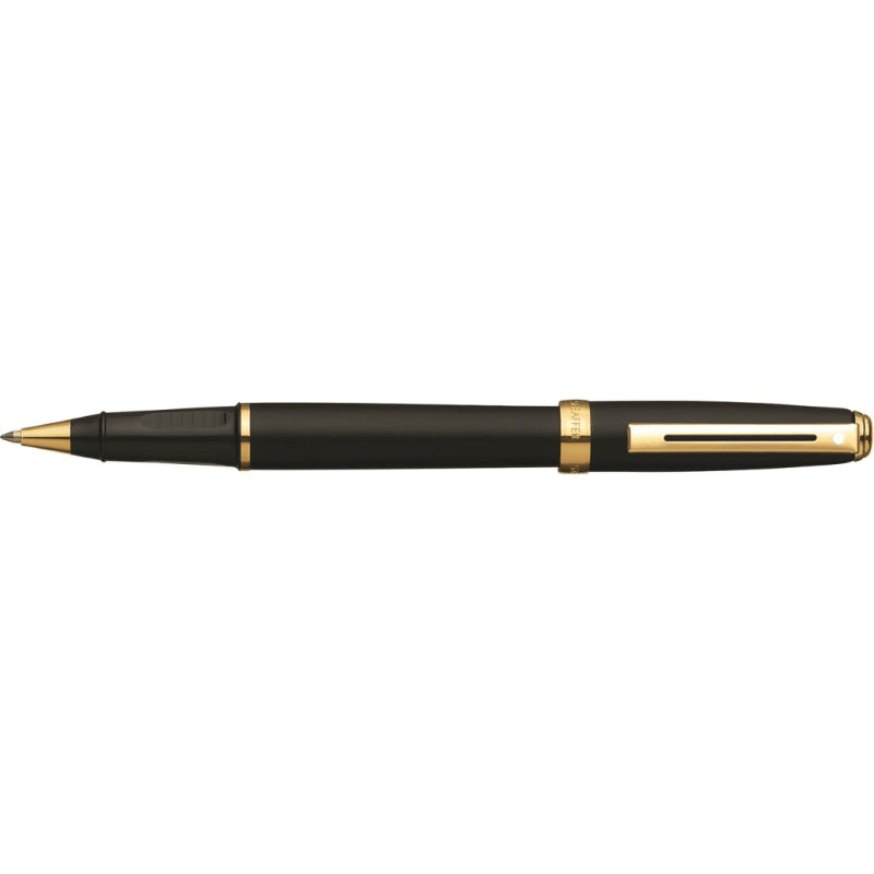 SHEAFFER PRELUDE BLACK MATTE/22CT GOLD PLATE ROLLERBALL PEN