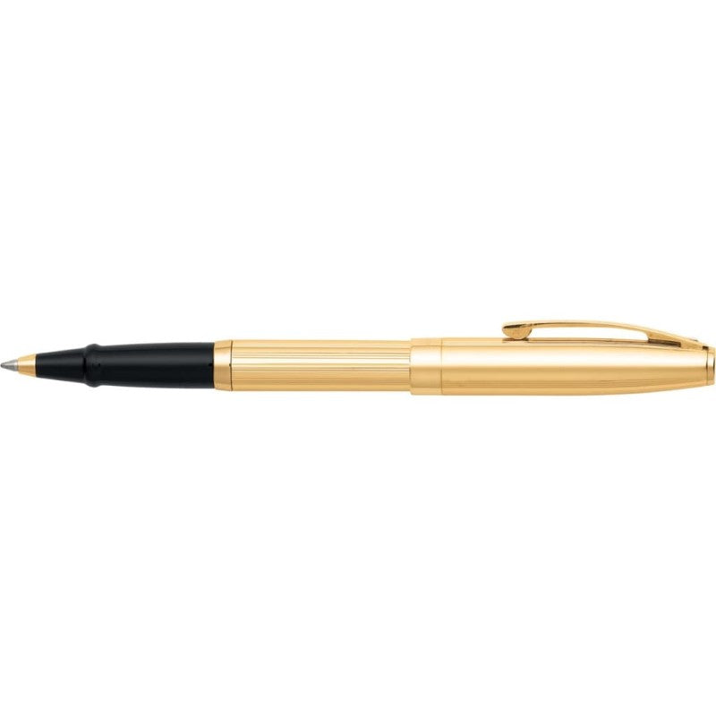 SHEAFFER SAGARIS FLUTED GOLD/ GOLD TONE TRIM ROLLERBALL PEN