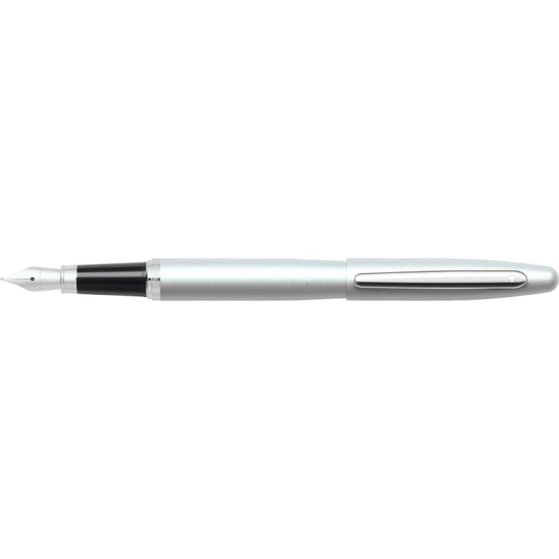 SHEAFFER® VFM 9400 SATIN STROBE SILVER FOUNTAIN PEN WITH CHROME TRIM - MEDIUM
