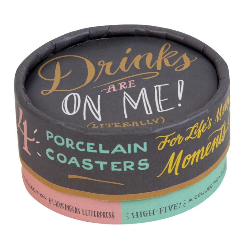 PORCELAIN COASTER LADYFINGERS LETERPRESS