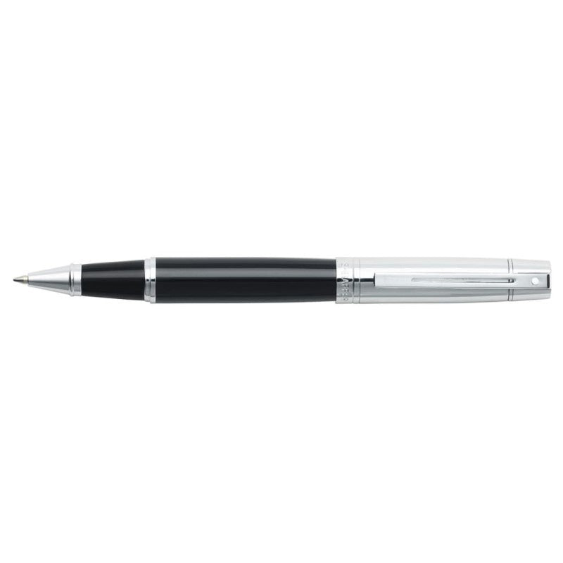 SHEAFFER® 300 9314 GLOSSY BLACK ROLLERBALL PEN WITH CHROME CAP AND CHROME TRIM