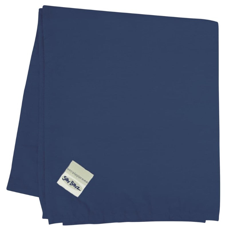 SILLY BILLYZ COT SHEET FLAT NAVY POLYCOTTON