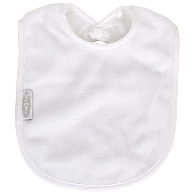 SILLY BILLYZ FLEECE PLAIN LARGE BIB WHITE