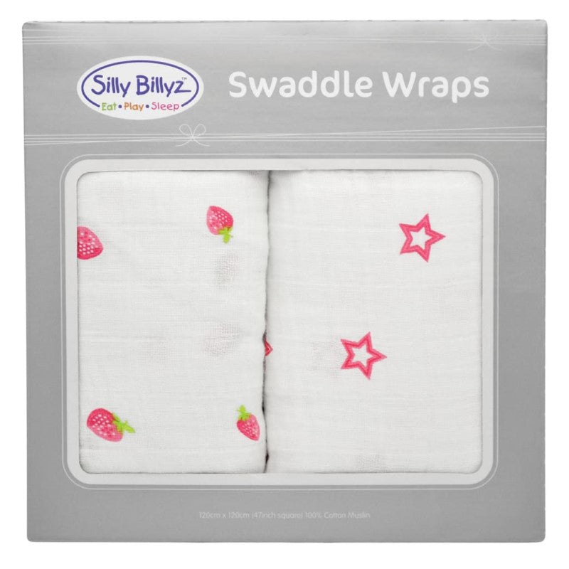 SILLY BILLYZ MUSLIN SWADDLE WRAP 2PK STRAW/BY CRUSH