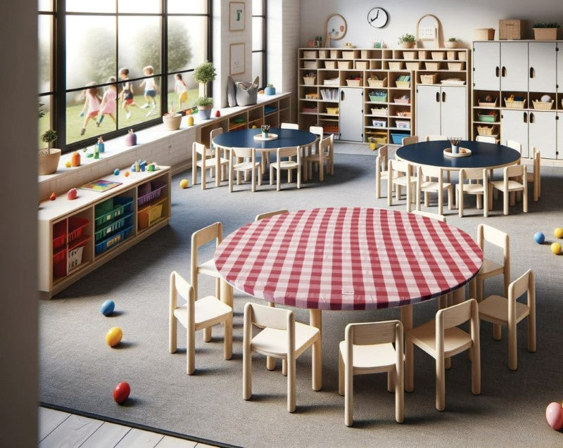 SILLY BILLYZ TABLECLOTH RED GINGHAM 120CM ROUND