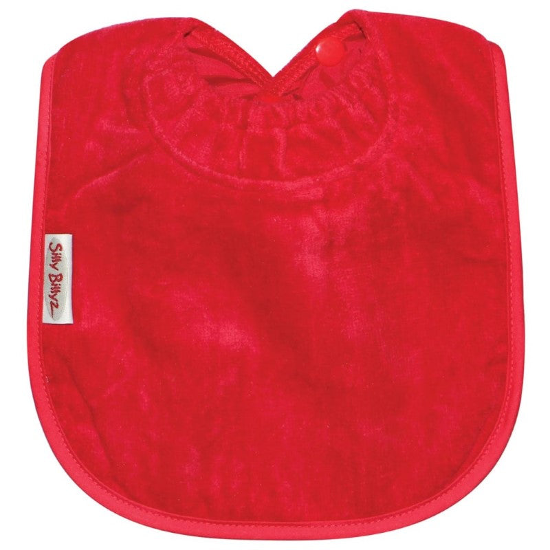 SILLY BILLYZ TOWEL PLAIN LARGE BIB RED