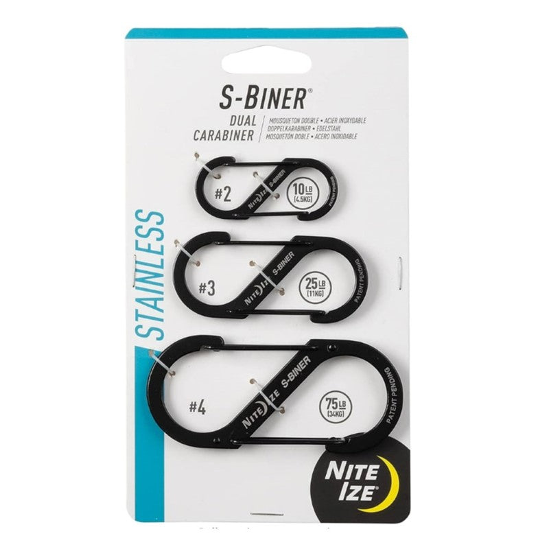 NITE IZE S-BINER SIZES 2/3/4 BLACK