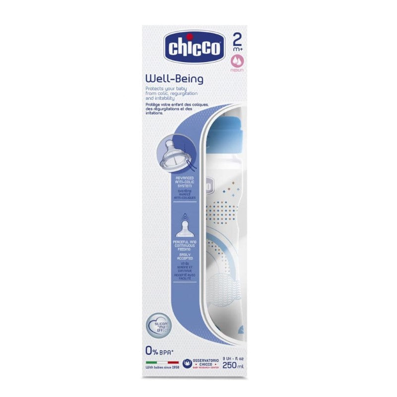 CHICCO BOTTLE: WELL-BEING SIL 2M+ 250ML BOY