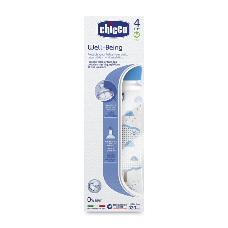 CHICCO BOTTLE: WELL-BEING SIL 4M+ 330ML BOY