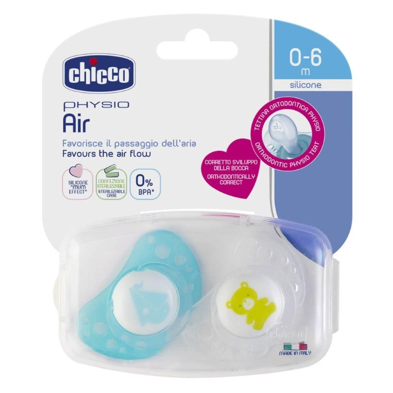 CHICCO SOOTHER: PHYSIO AIR 0-6M 2PK - BOY
