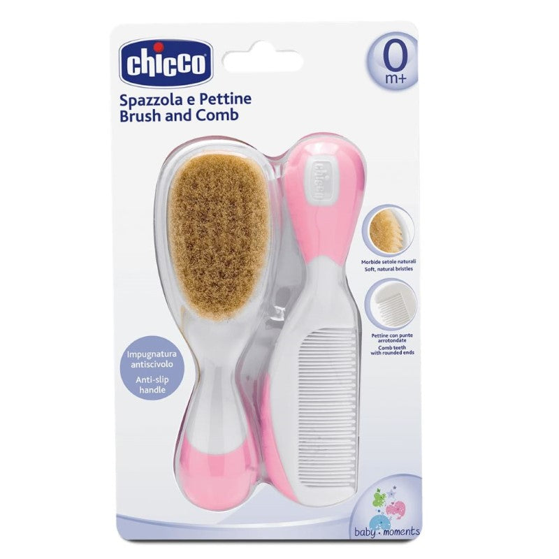CHICCO BRUSH AND COMB - PALE PINK