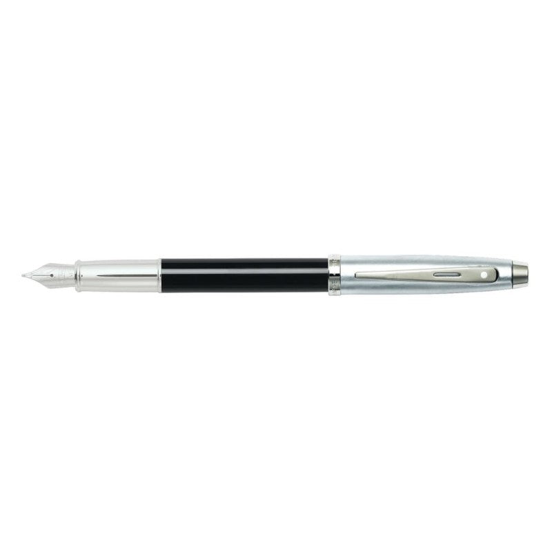 SHEAFFER 100 BLACK LACQUER/CHROME MEDIUM FOUNTAIN PEN HIGH-GLOSS