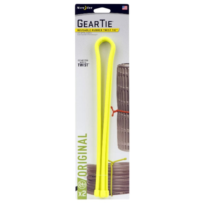NITE IZE GEAR TIE 24IN NEON YELLOW 2PK