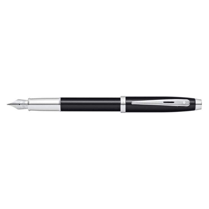 SHEAFFER® 100 9338 GLOSSY BLACK FOUNTAIN PEN WITH CHROME TRIM - MEDIUM