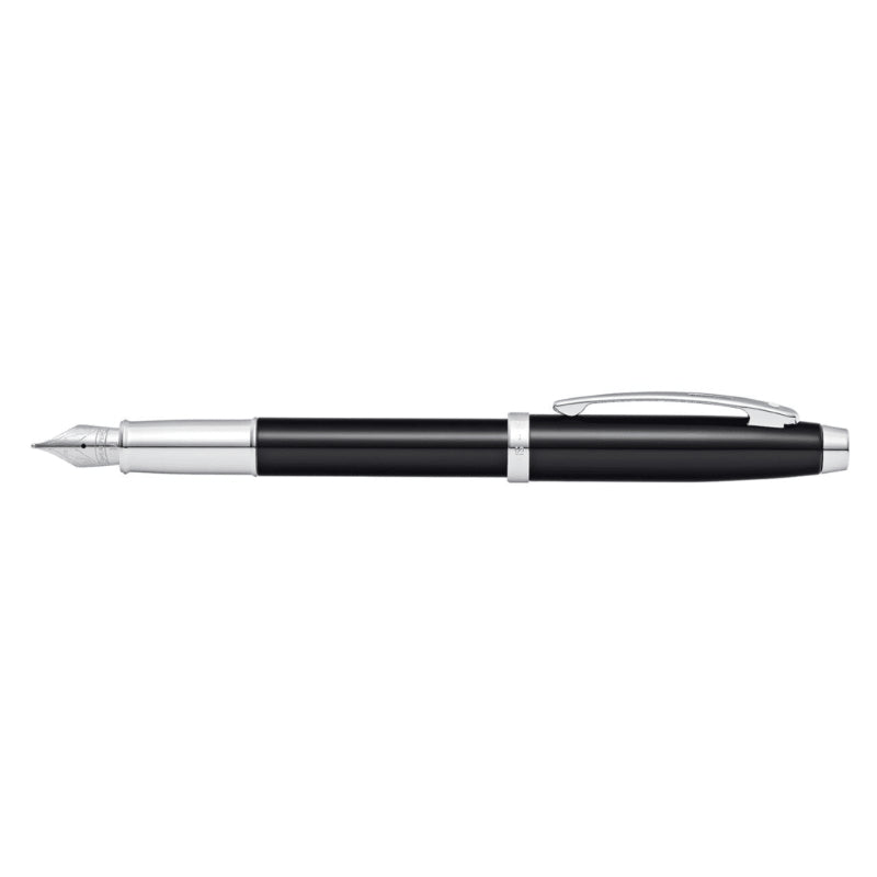 SHEAFFER® 100 9338 GLOSSY BLACK FOUNTAIN PEN WITH CHROME TRIM - MEDIUM
