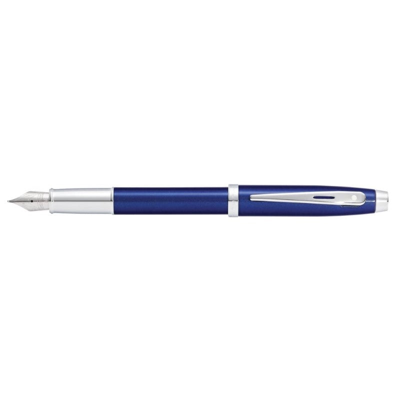 SHEAFFER® 100 9339 GLOSSY BLUE FOUNTAIN PEN WITH CHROME TRIM - MEDIUM