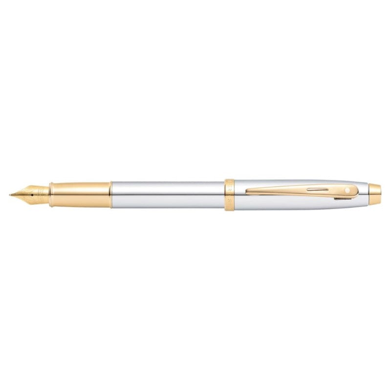 SHEAFFER® 100 9340 BRIGHT CHROME FOUNTAIN PEN WITH GOLD-TONE TRIM - MEDIUM