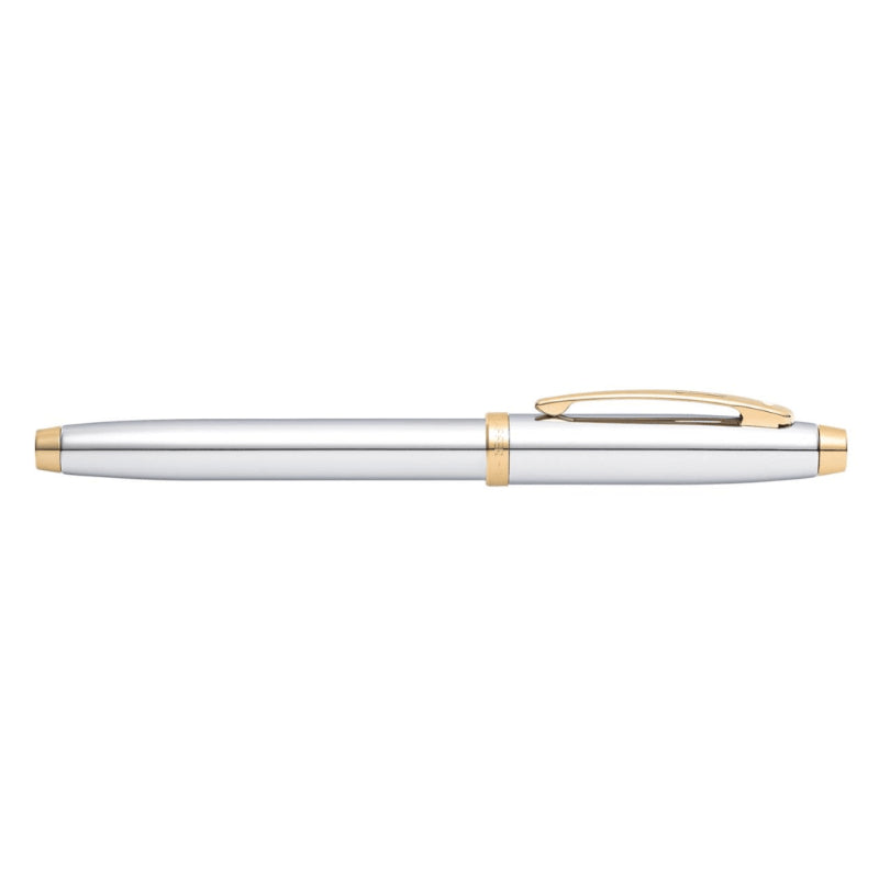 SHEAFFER® 100 9340 BRIGHT CHROME FOUNTAIN PEN WITH GOLD-TONE TRIM - MEDIUM