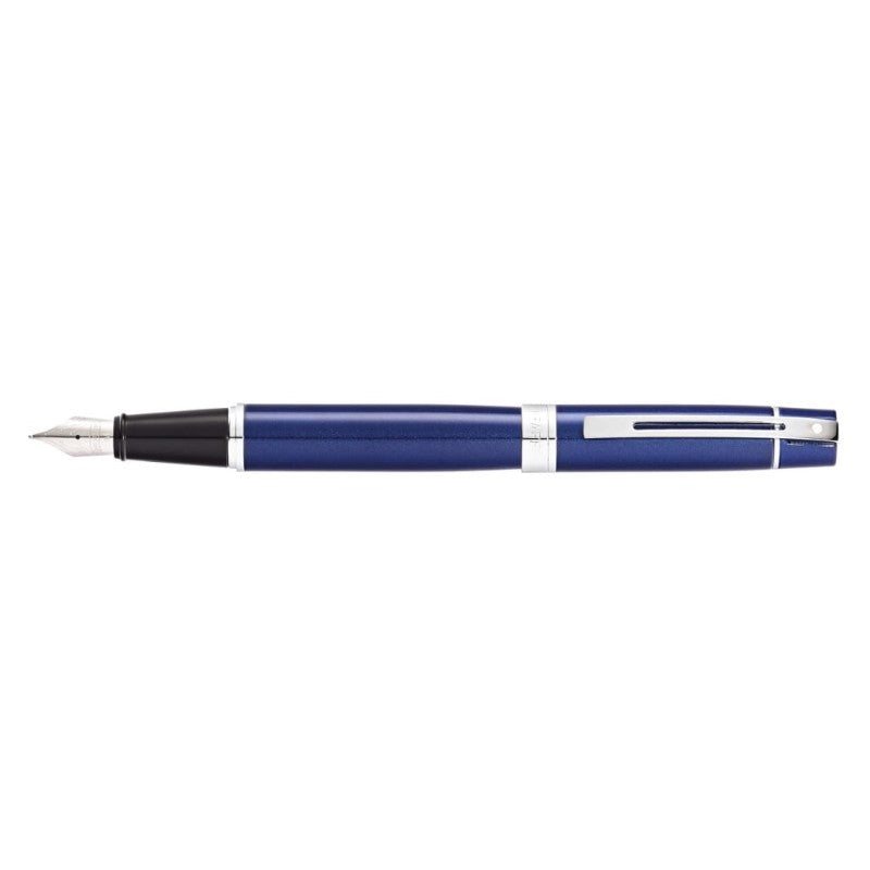 SHEAFFER® 300 9341 GLOSSY BLUE FOUNTAIN PEN WITH CHROME TRIM - MEDIUM