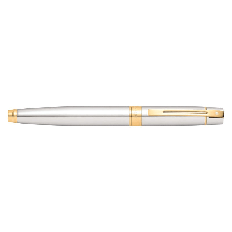 SHEAFFER® 300 9342 BRIGHT CHROME FOUNTAIN PEN WITH GOLD-TONE TRIM - MEDIUM