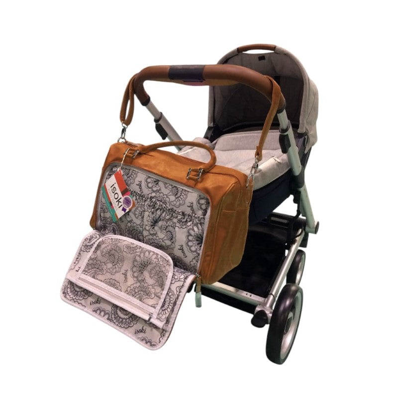 ISOKI DOUBLE ZIP SATCHEL AMBER TAN