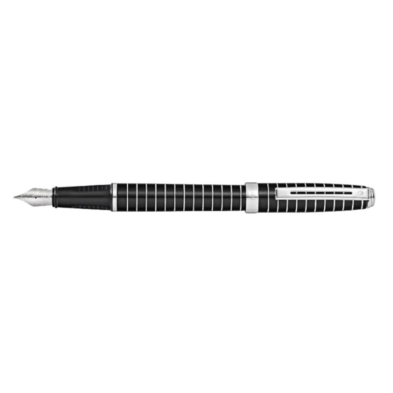 SHEAFFER PRELUDE BLACK LACQUER ENGRAVED LINES MEDIUM FOUNTAIN PEN
