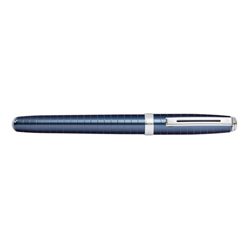 SHEAFFER PRELUDE COBALT BLUE PVD ENGRAVED LINES MEDIUM FOUNT PEN