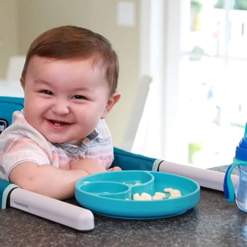 CHICCO SILICONE DIVIDED PLATE TEAL 12M+