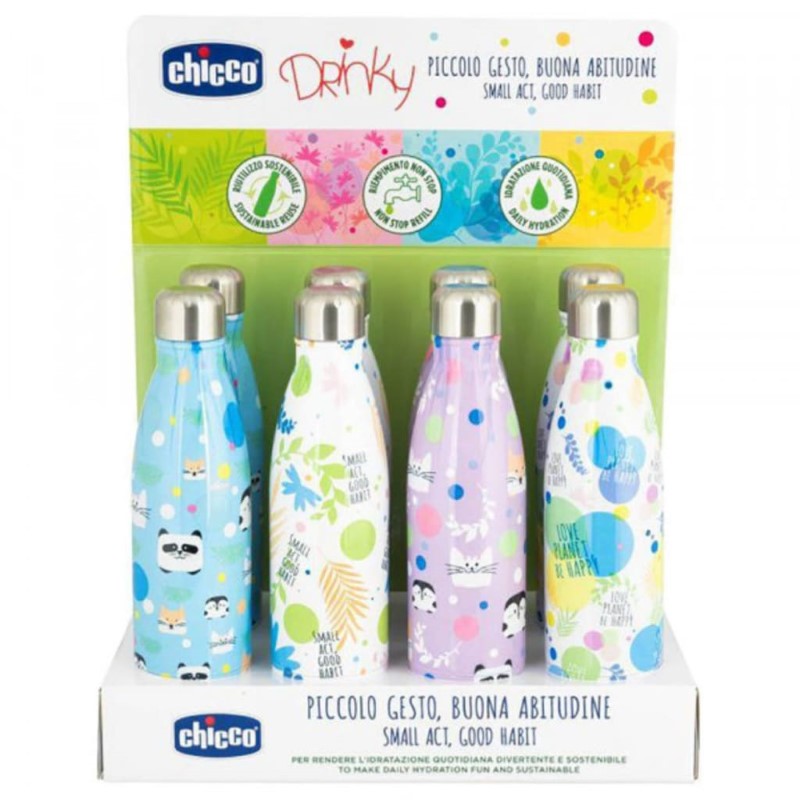 CHICCO BOTTLE: DRINKY THERMAL 500ML DISPLAY 8PC