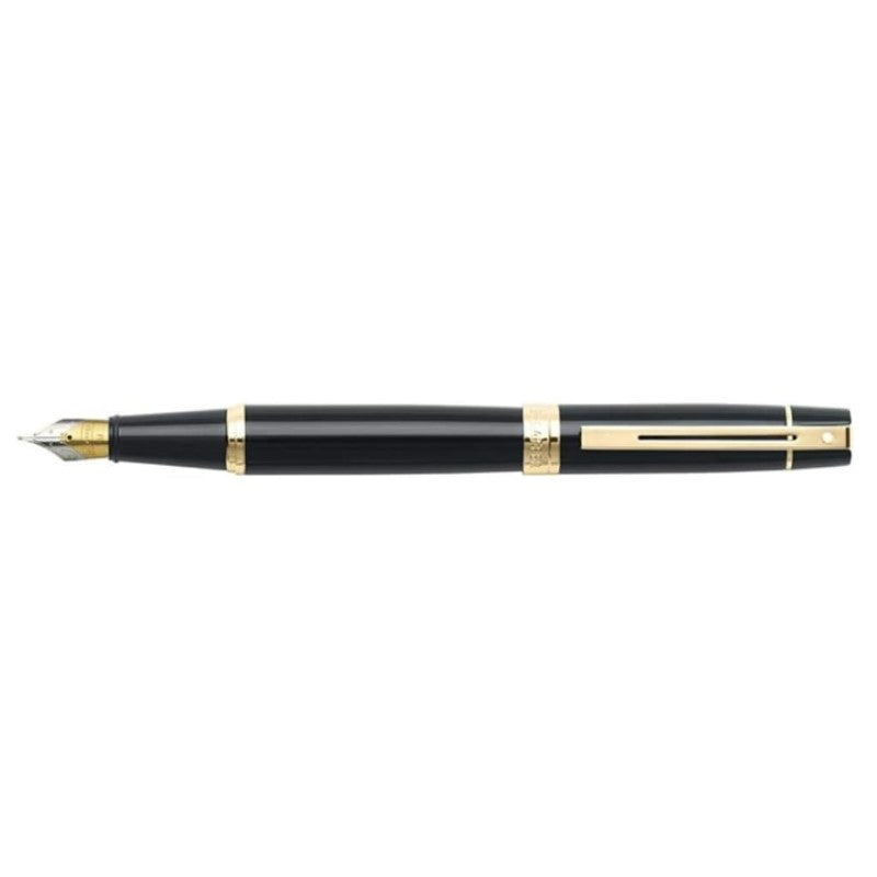 SHEAFFER® 300 9325 GLOSSY BLACK FOUNTAIN PEN WITH GOLD-TONE TRIM - FINE