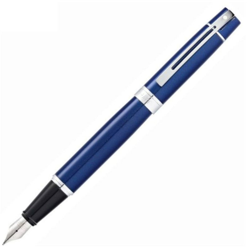 SHEAFFER® 300 9341 GLOSSY BLUE FOUNTAIN PEN WITH CHROME TRIM - FINE