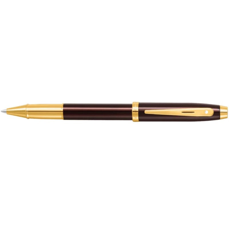 SHEAFFER 100 COFFEE BROWN WITH PVD GOLD TRIM ROLLERBALL PEN
