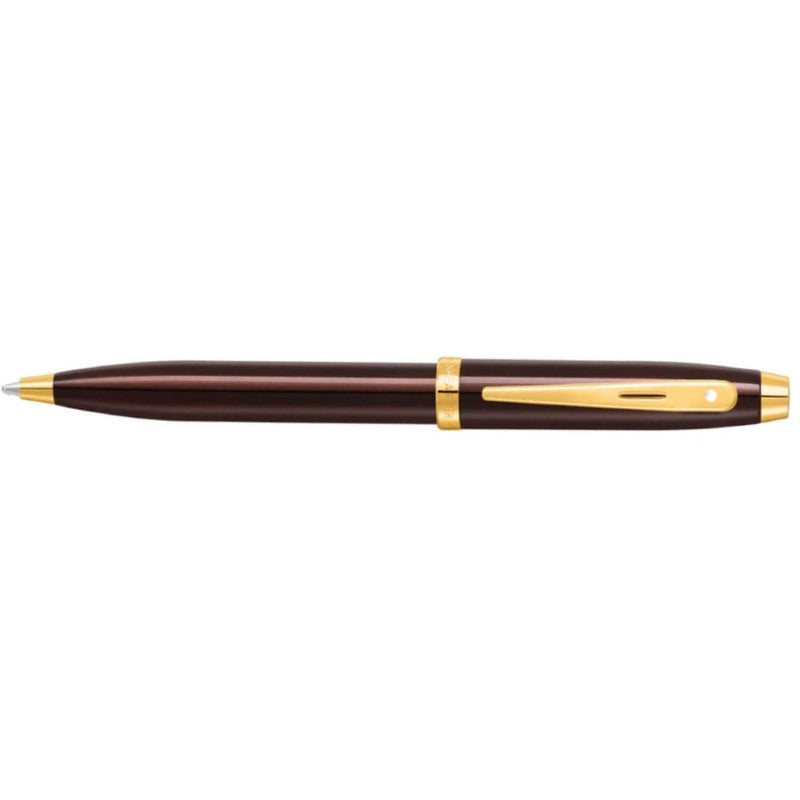 SHEAFFER 100 COFFEE BROWN WITH GOLD PVD TRIM BALLPOINT PEN