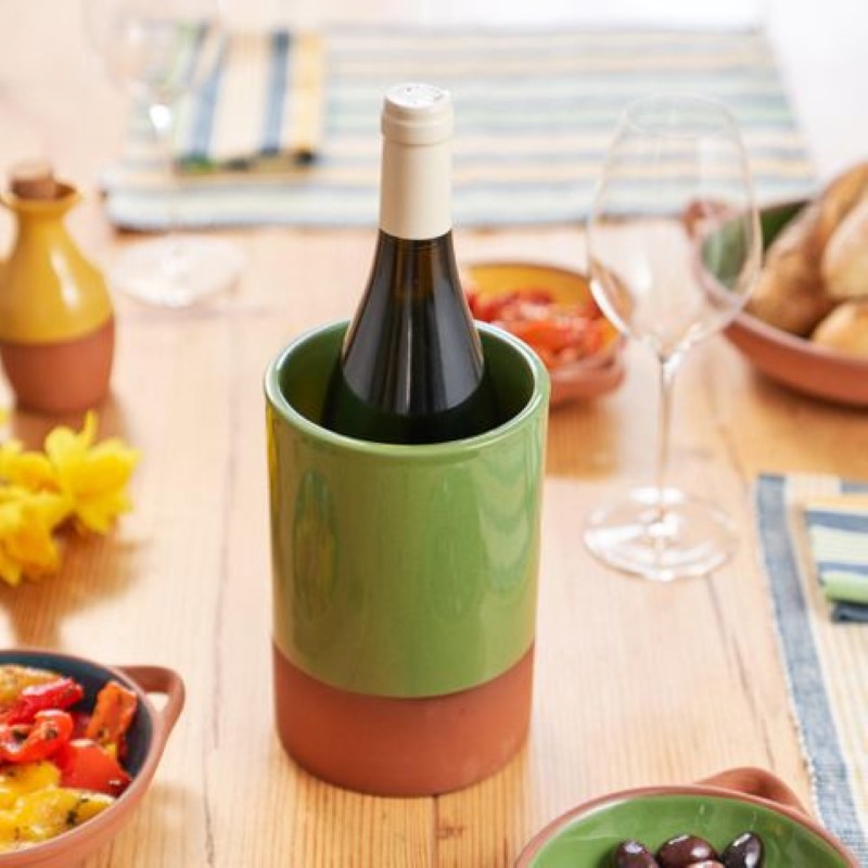Dexam Sintra Glazed Terracotta Wine Cooler Green