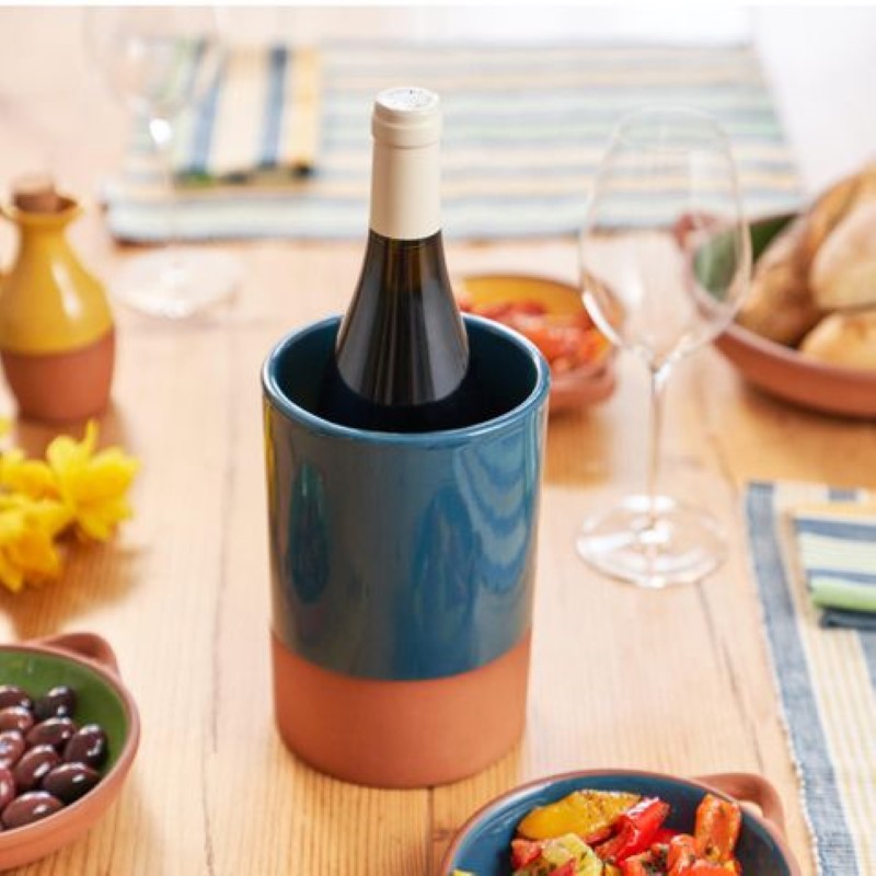 Dexam Sintra Glazed Terracotta Wine Cooler Ink Blue