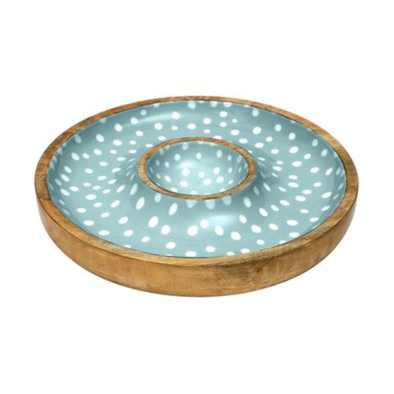 Dexam Sintra Wood Spotted Chip & Dip Bowl Duck Egg