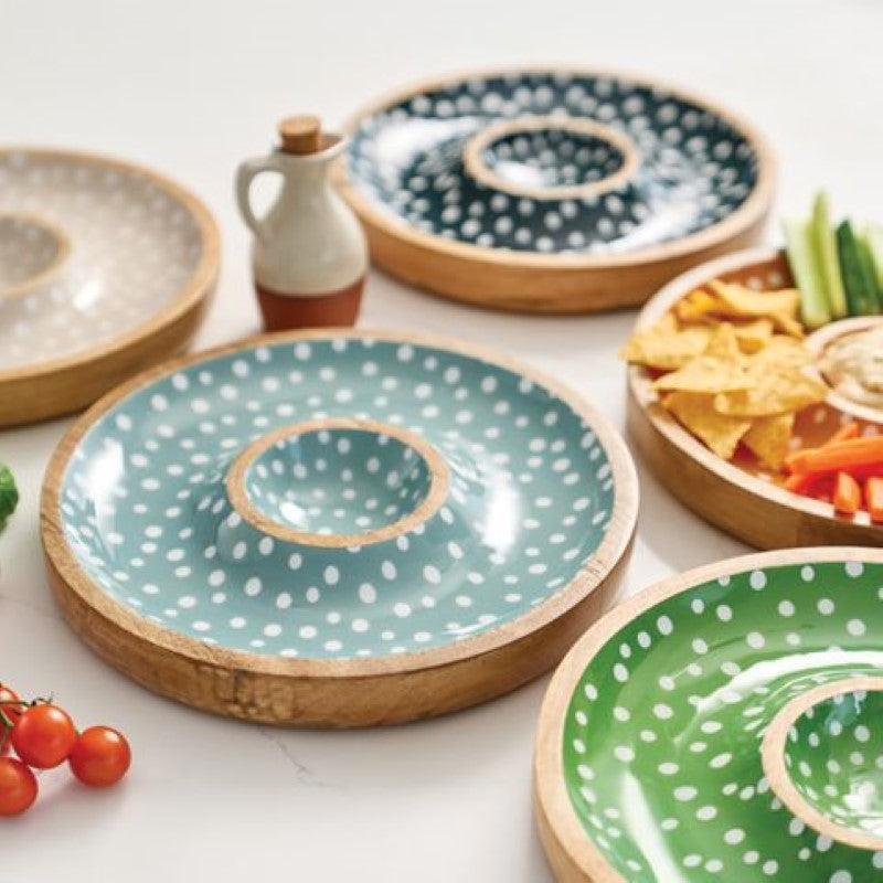 Dexam Sintra Wood Spotted Chip & Dip Bowl Duck Egg