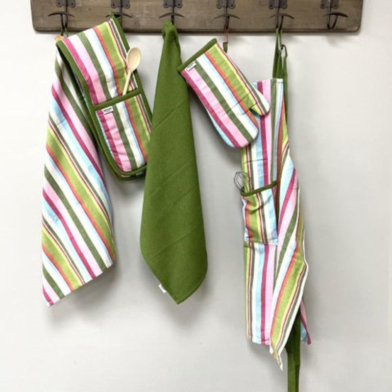 Dexam Striped Recycled Cotton Adult Apron - Green