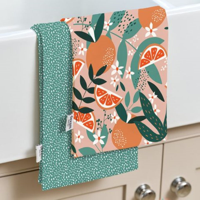 Dexam Exotic Fruit Recycled Cotton Set Of 2 Tea Towels - Blu