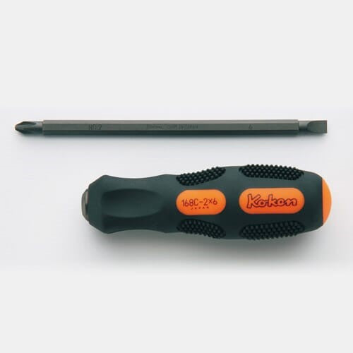 Koken 168C Screwdriver Interchangeable Phillips #2 x 6mm Flat 100mm Blade