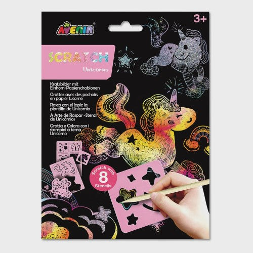 Craft Set - Avenir Scratch Unicorns with Stencil