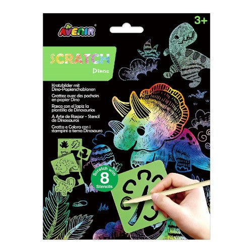 Craft Set - Avenir Scratch Dinos with Stencil
