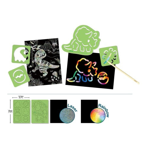 Craft Set - Avenir Scratch Dinos with Stencil