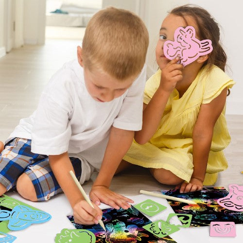 Craft Set - Avenir Scratch Dinos with Stencil